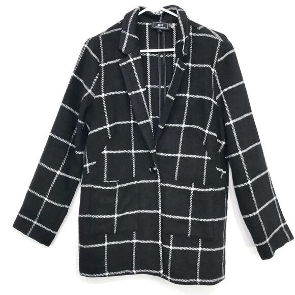 HAVE LA Black White Windowpane Plaid Soft Structure Blazer Jacket - Picture 3 of 16